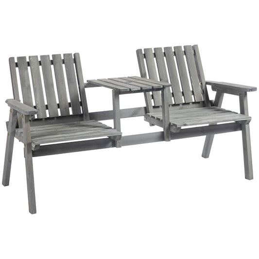 Garden furniture set - gray solid wood, 2 seats, umbrella hole