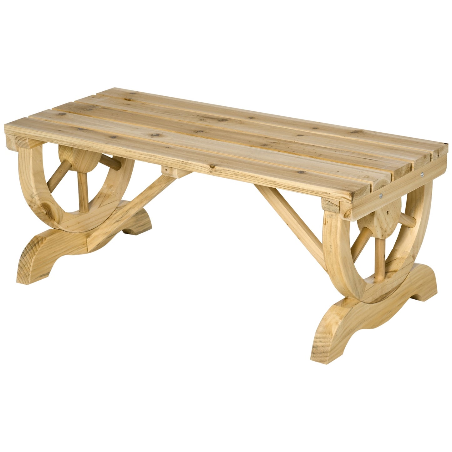 Weather resistant wooden garden bench, rustic finish, 98 x 50 cm