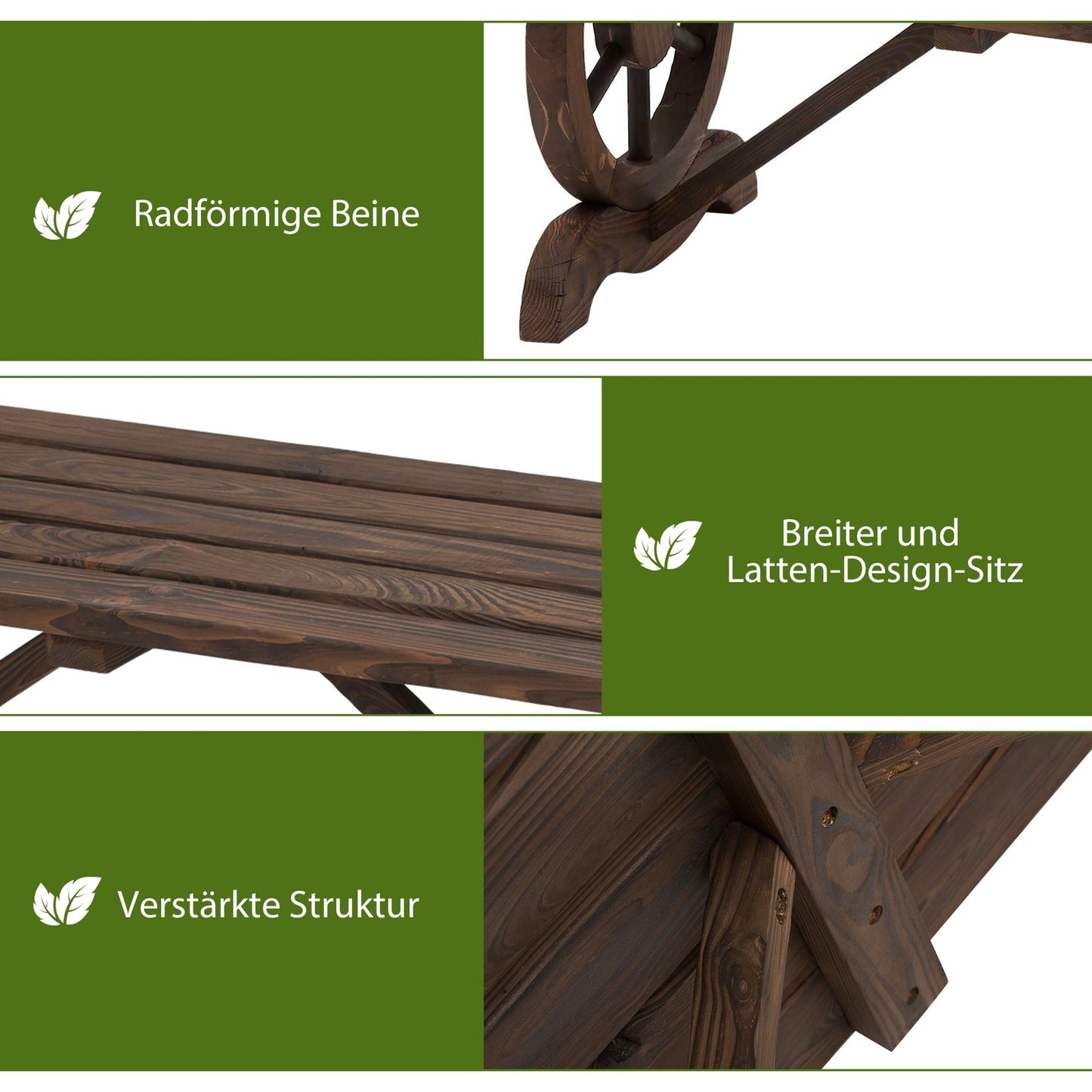 Wooden garden bench, weatherproof rustic design, 98 x 50 x 39.5 cm