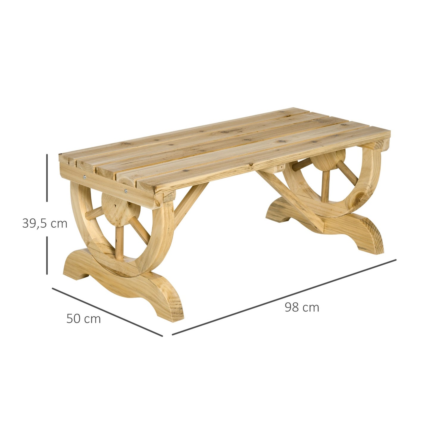 Weather resistant wooden garden bench, rustic finish, 98 x 50 cm