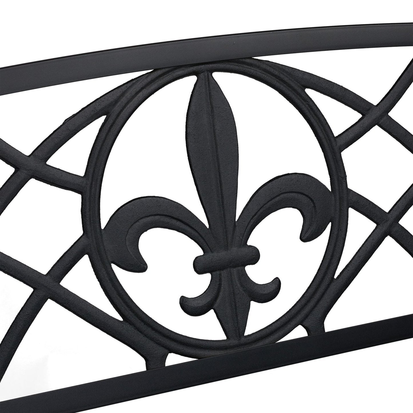 Garden Bench with Fleur de Lis Backrest, Black Metal
