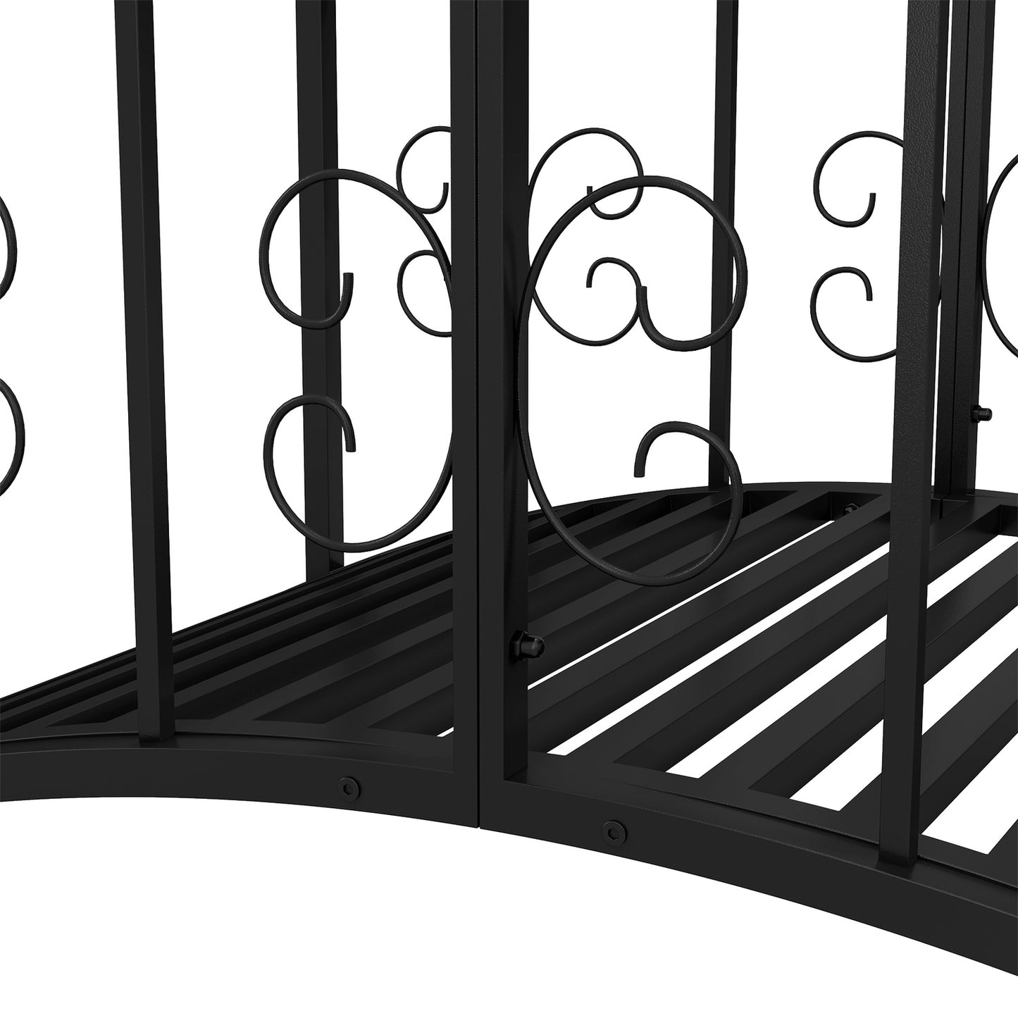 Garden dam bridge in steel with flower railing, 1.19 m, black