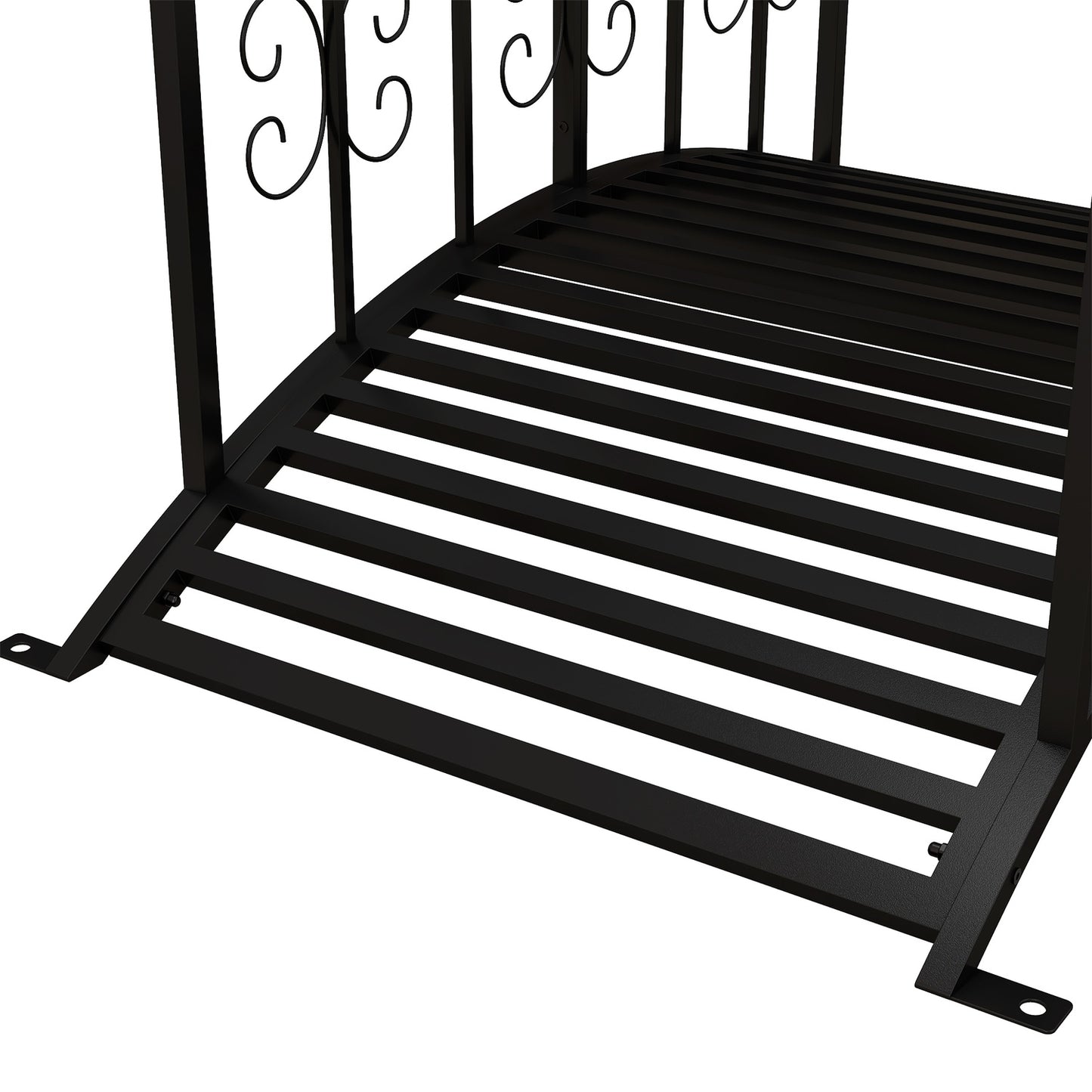 Garden dam bridge in steel with flower railing, 1.19 m, black