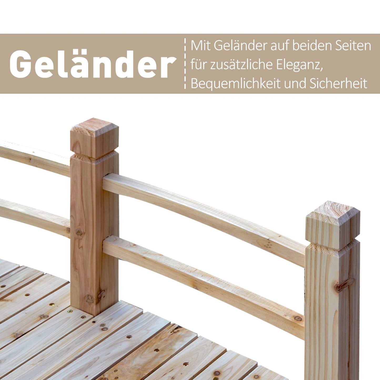 Garden bridge with railings, supports 180 kg