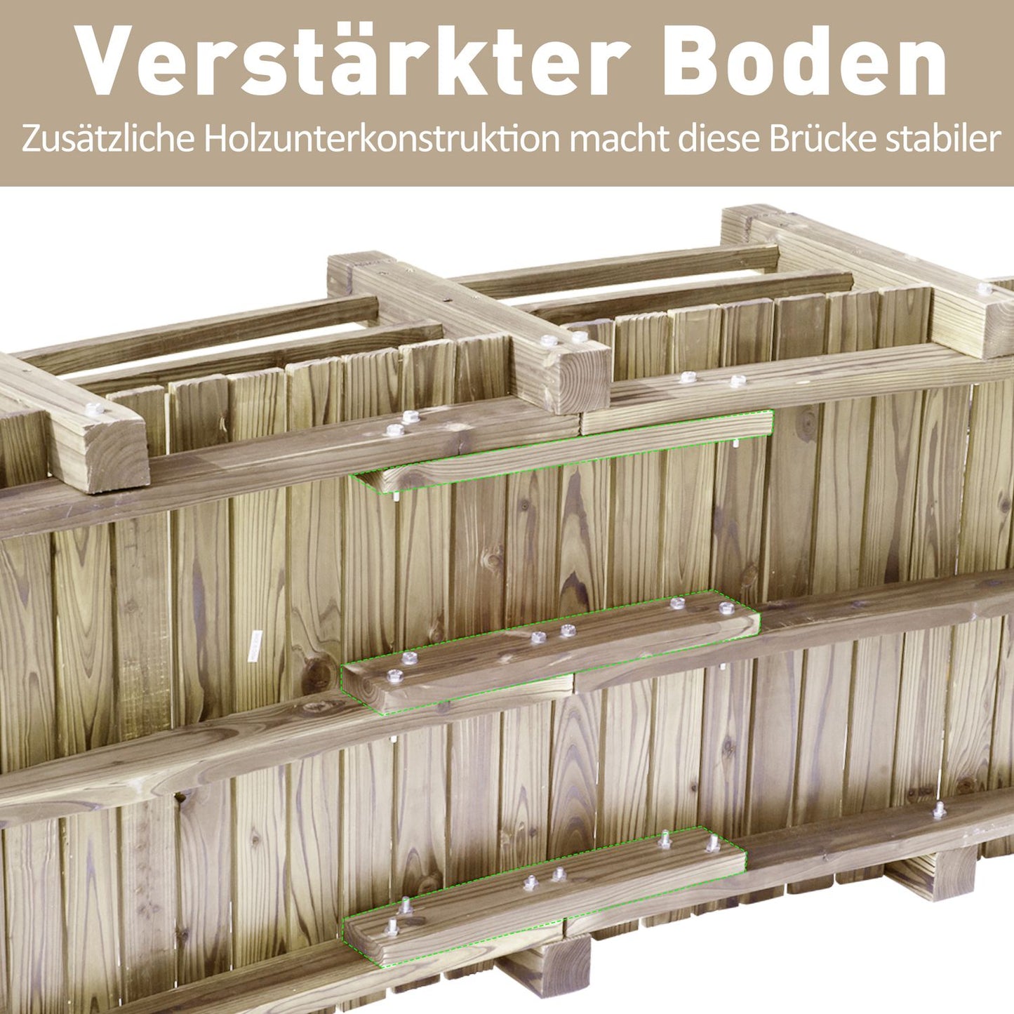 Garden bridge with railings, supports 180 kg