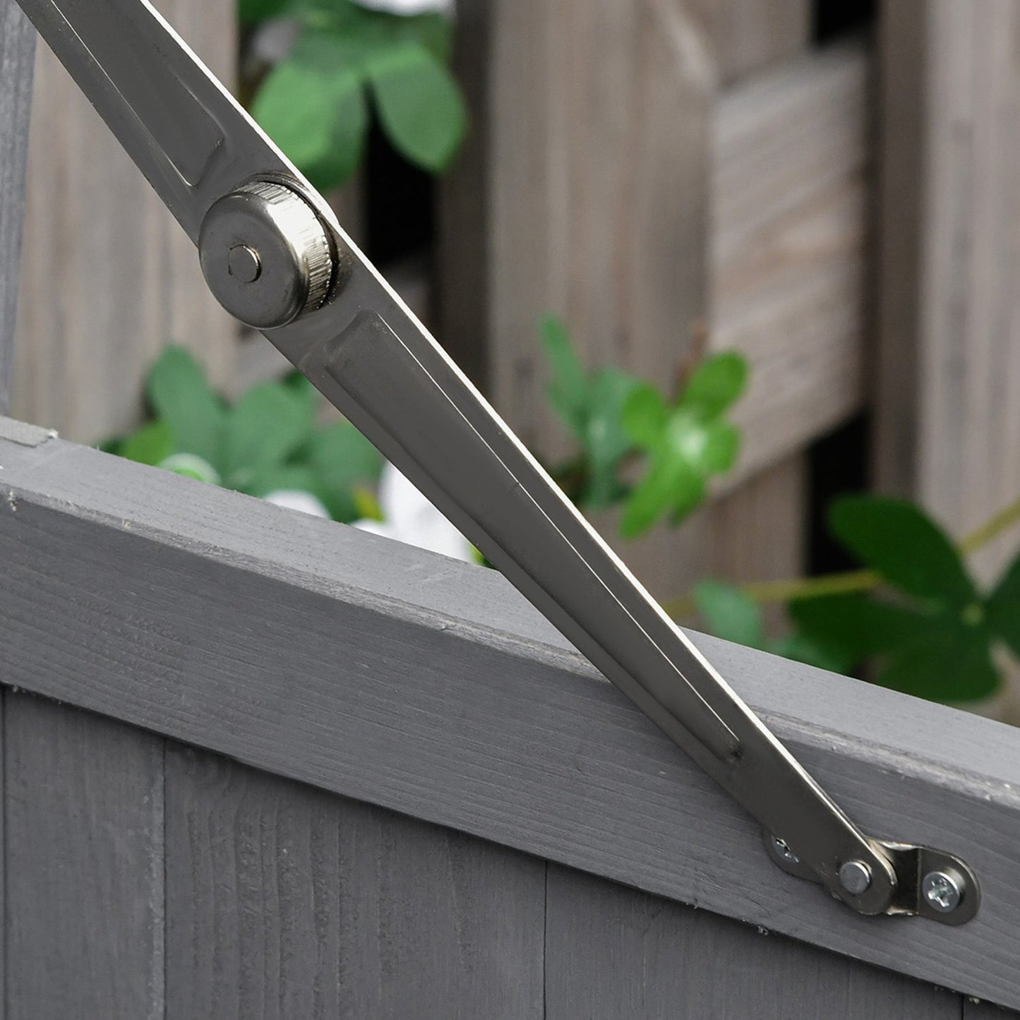 Weather Resistant Spruce Wood Garden Cabinet, Double Door, Grey