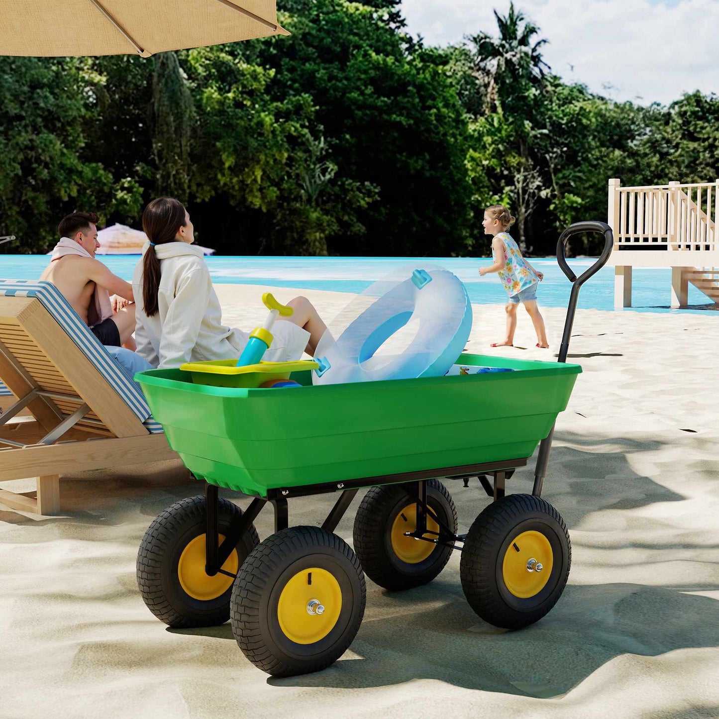 Garden Cart with Tipping Function, 75L, 200kg Capacity