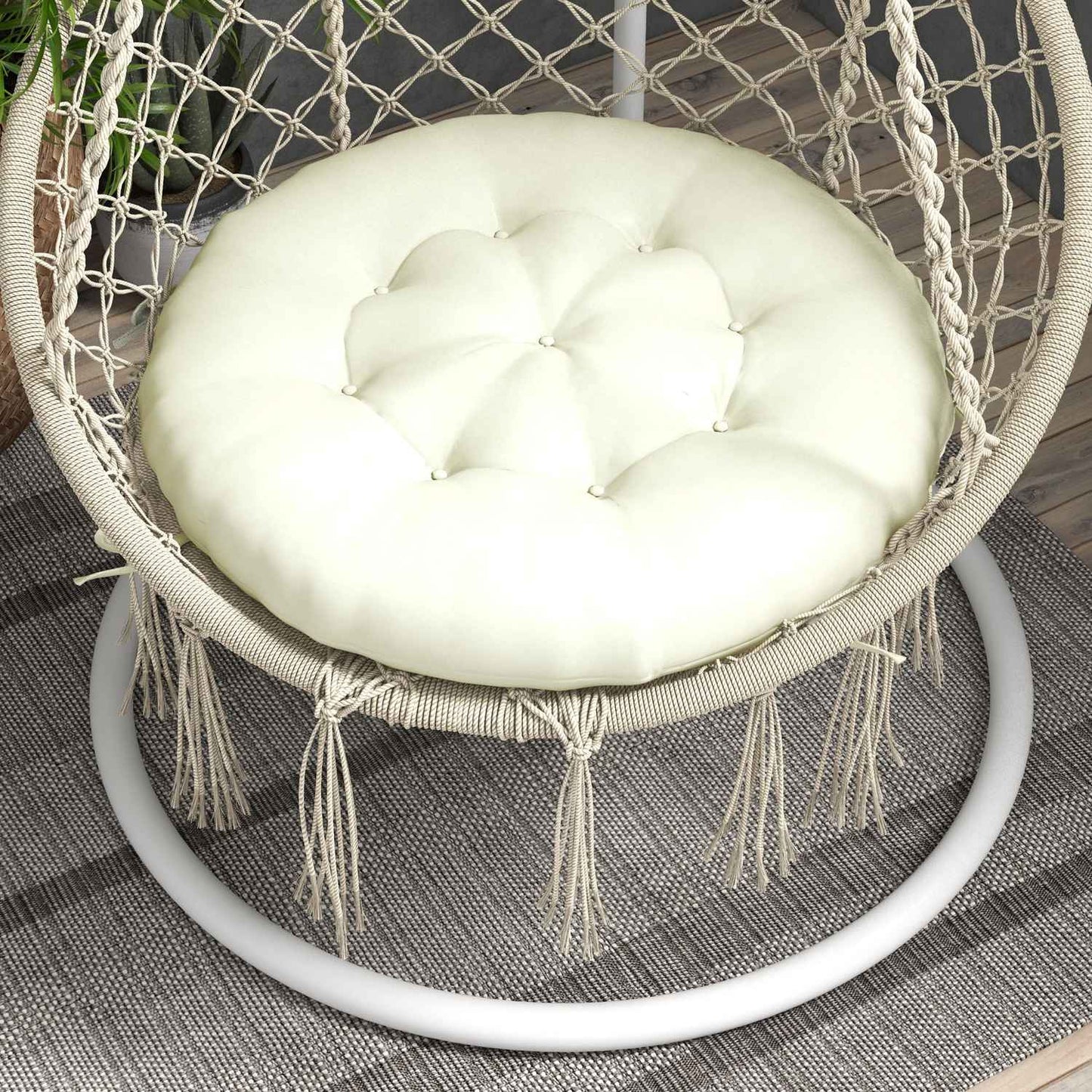 Beige Polyester Moon Chair Cushion - 10 Cm Padding