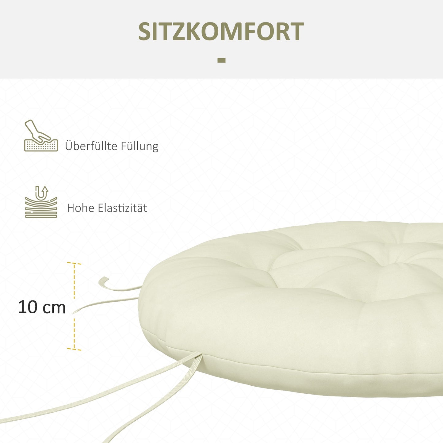 Beige Polyester Moon Chair Cushion - 10 Cm Padding