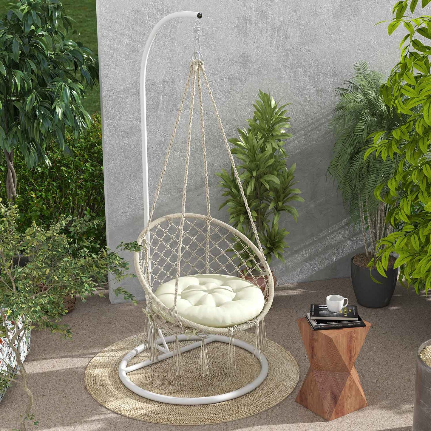 Beige Polyester Moon Chair Cushion - 10 Cm Padding
