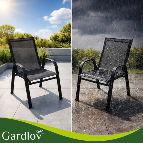 Garden Chair Set, 2 Stackable Iron Chairs, UV Resistant