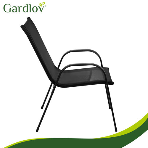 Garden Chair Set, 2 Stackable Iron Chairs, UV Resistant