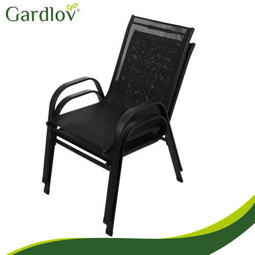 Garden Chair Set, 2 Stackable Iron Chairs, UV Resistant