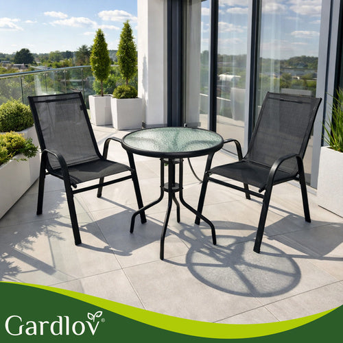 Garden Chair Set, 2 Stackable Iron Chairs, UV Resistant