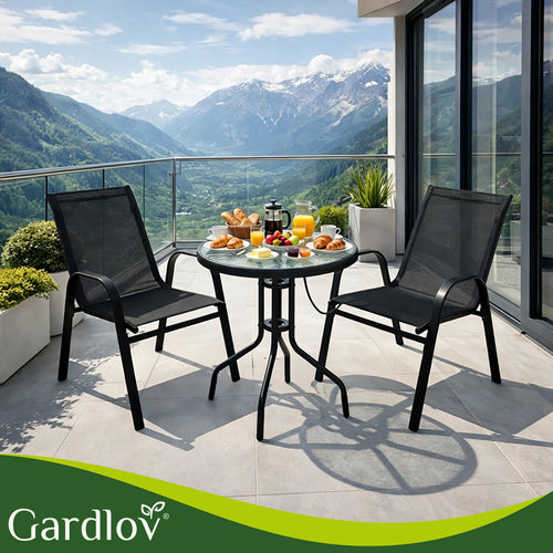 Garden Chair Set, 2 Stackable Iron Chairs, UV Resistant