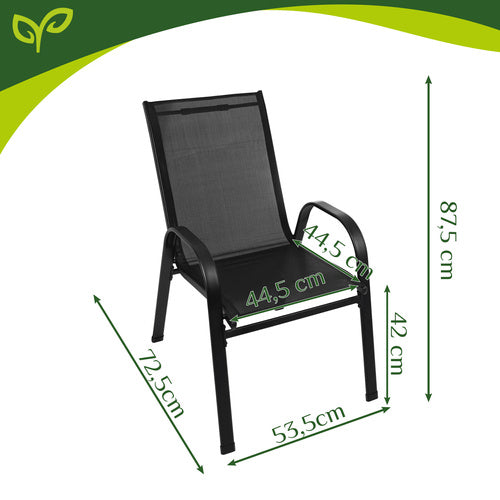 Garden Chair Set, 2 Stackable Iron Chairs, UV Resistant