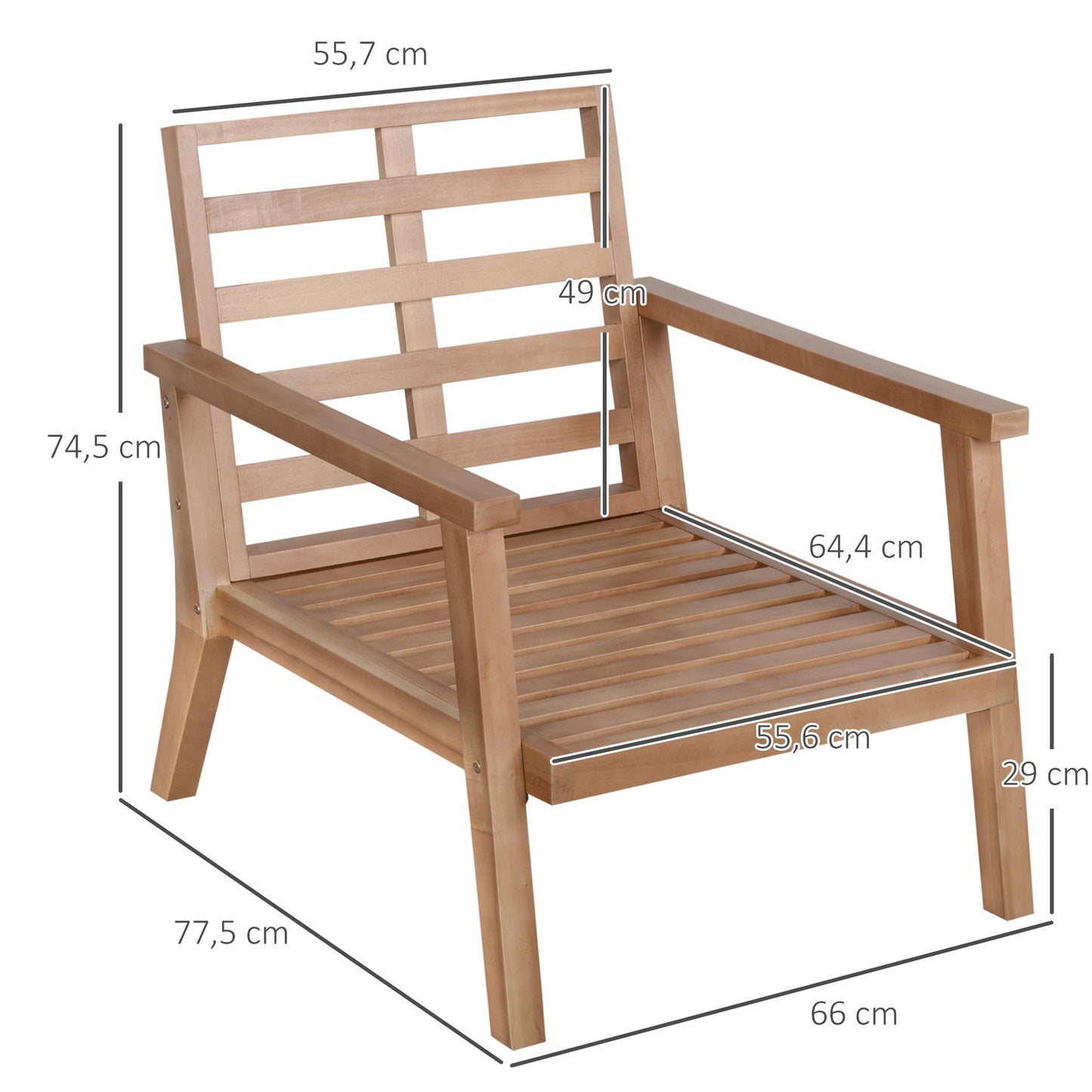 Comfortable poplar garden chairs set with cushions - 2 pcs