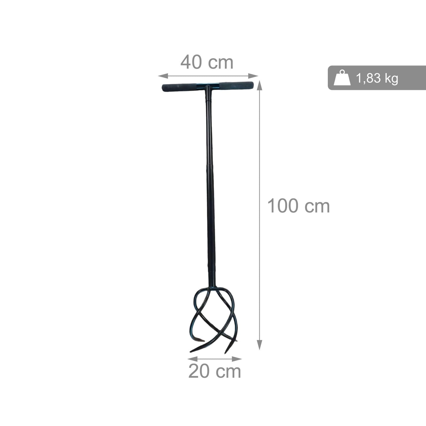 Garden Claw Rake with Handle – 4 Spiral Tines