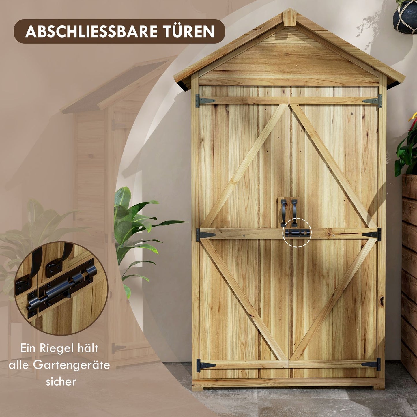 Garden shed with lock, 0.43m², asphalt roof