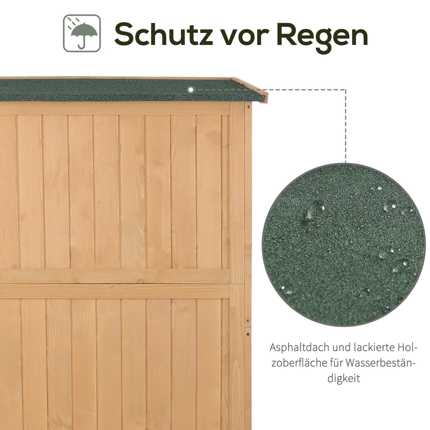 Garden tool shed in wood, natural finish, 127.5x50x164 cm