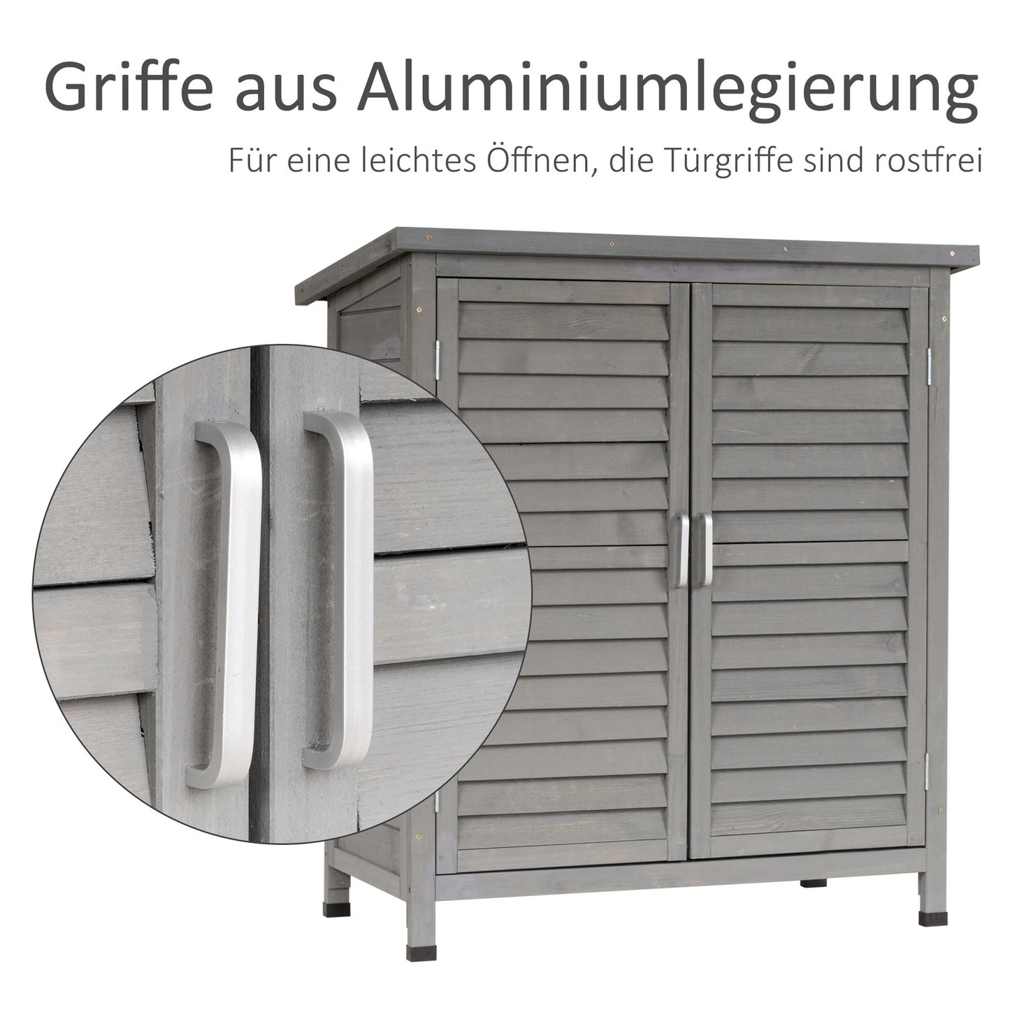 Garden tool shed in wood with slatted doors, gray 87x46.5x96.5 cm