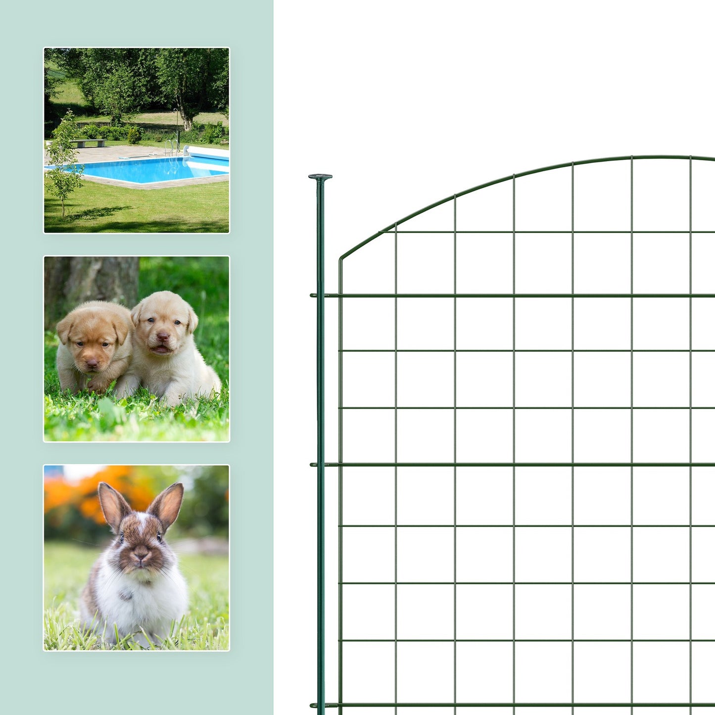 Garden Fence, 5 Arched Panels, Metal Border