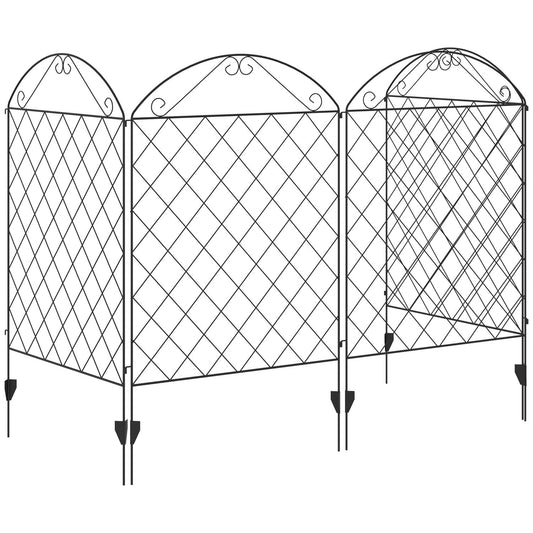 Decorative garden fence in black wire mesh, set of 4, 3.48 x 1.1 M