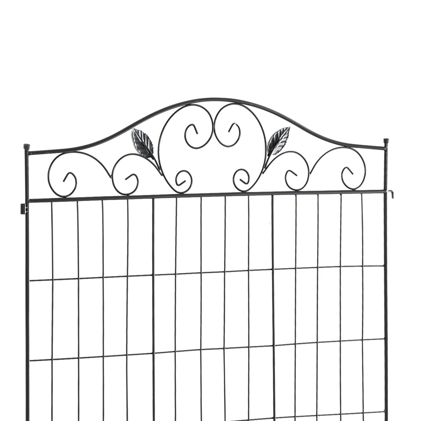 Decorative black metal garden fence set, 4 panels, 365x112 cm