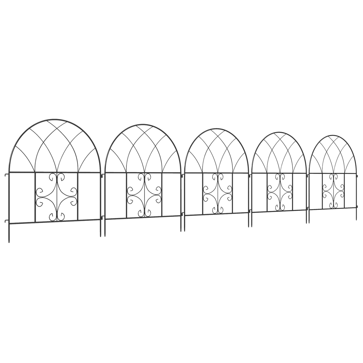 Decorative steel garden fence, 300x70 cm, black mesh