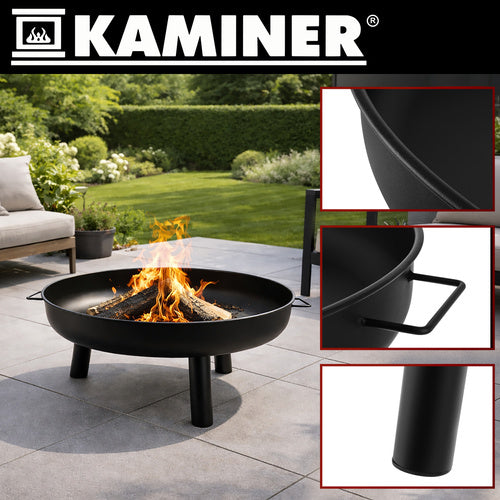 Garden Fire Pit 80cm Iron with Handles and Tripod