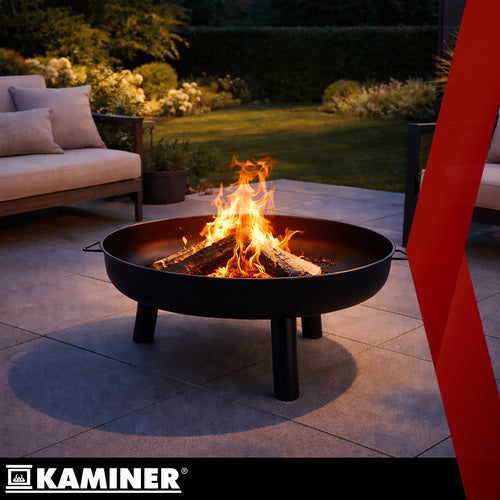 Garden Fire Pit 80cm Iron with Handles and Tripod
