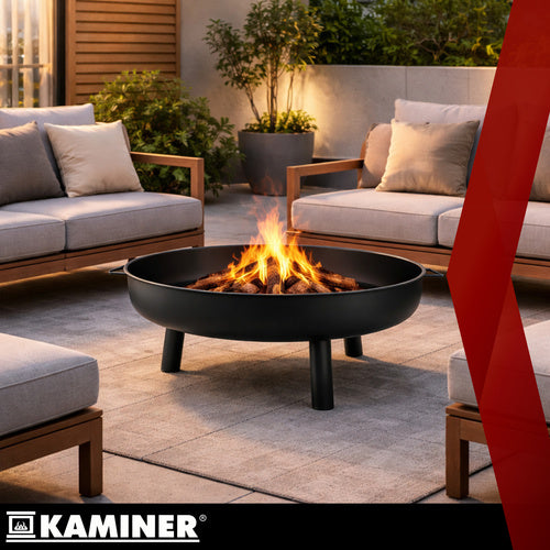 Garden Fire Pit 80cm Iron with Handles and Tripod