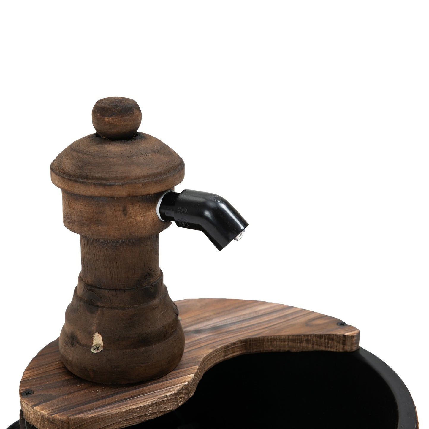 Wooden barrel water fountain with metal accents, Ø27 X 37 Cm