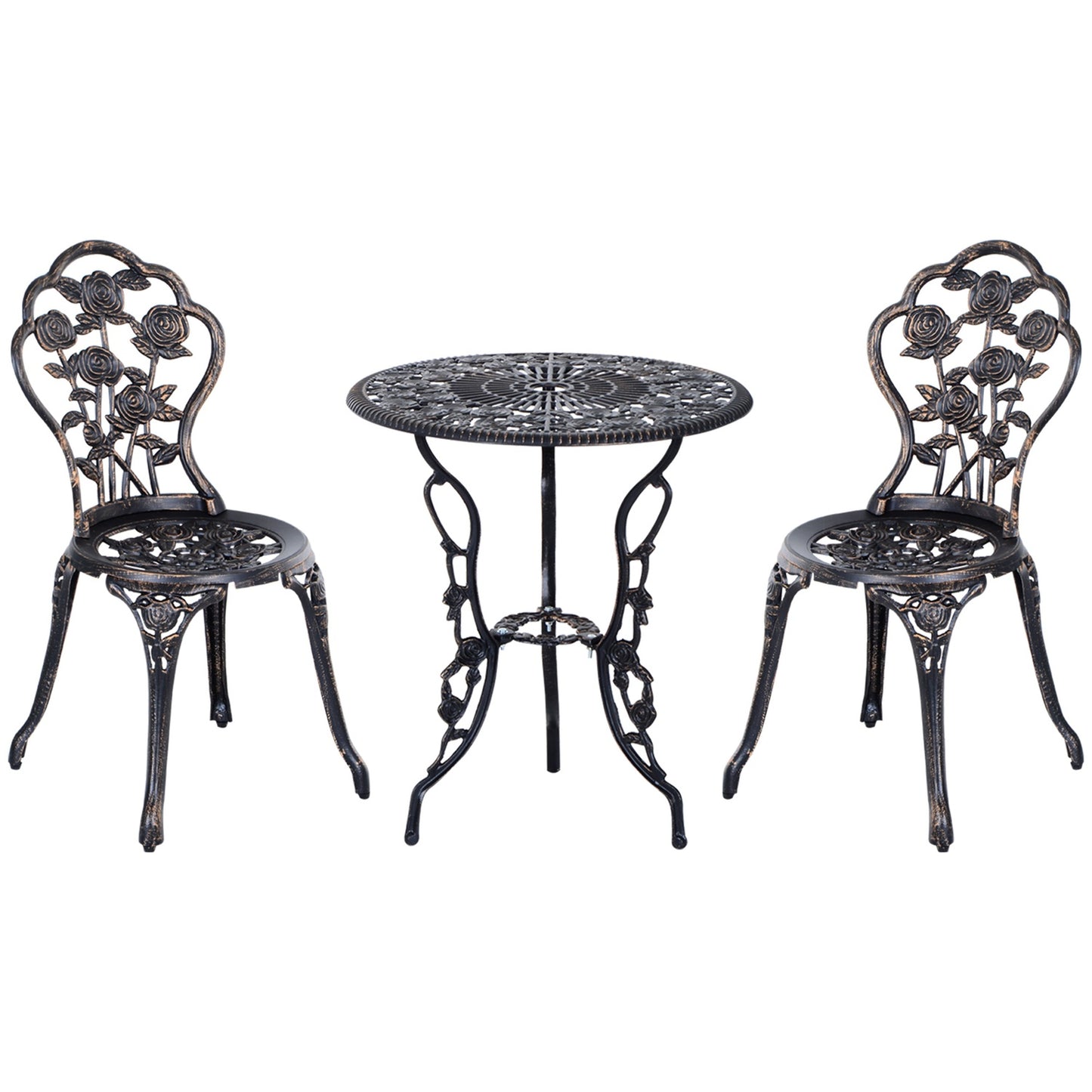 Garden furniture in bronze for 2, table and chairs