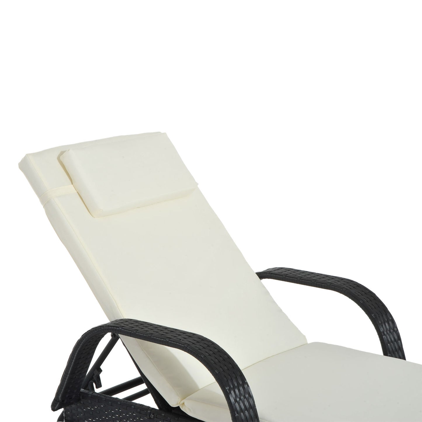 Black sun lounger in poly rattan with adjustable backrest