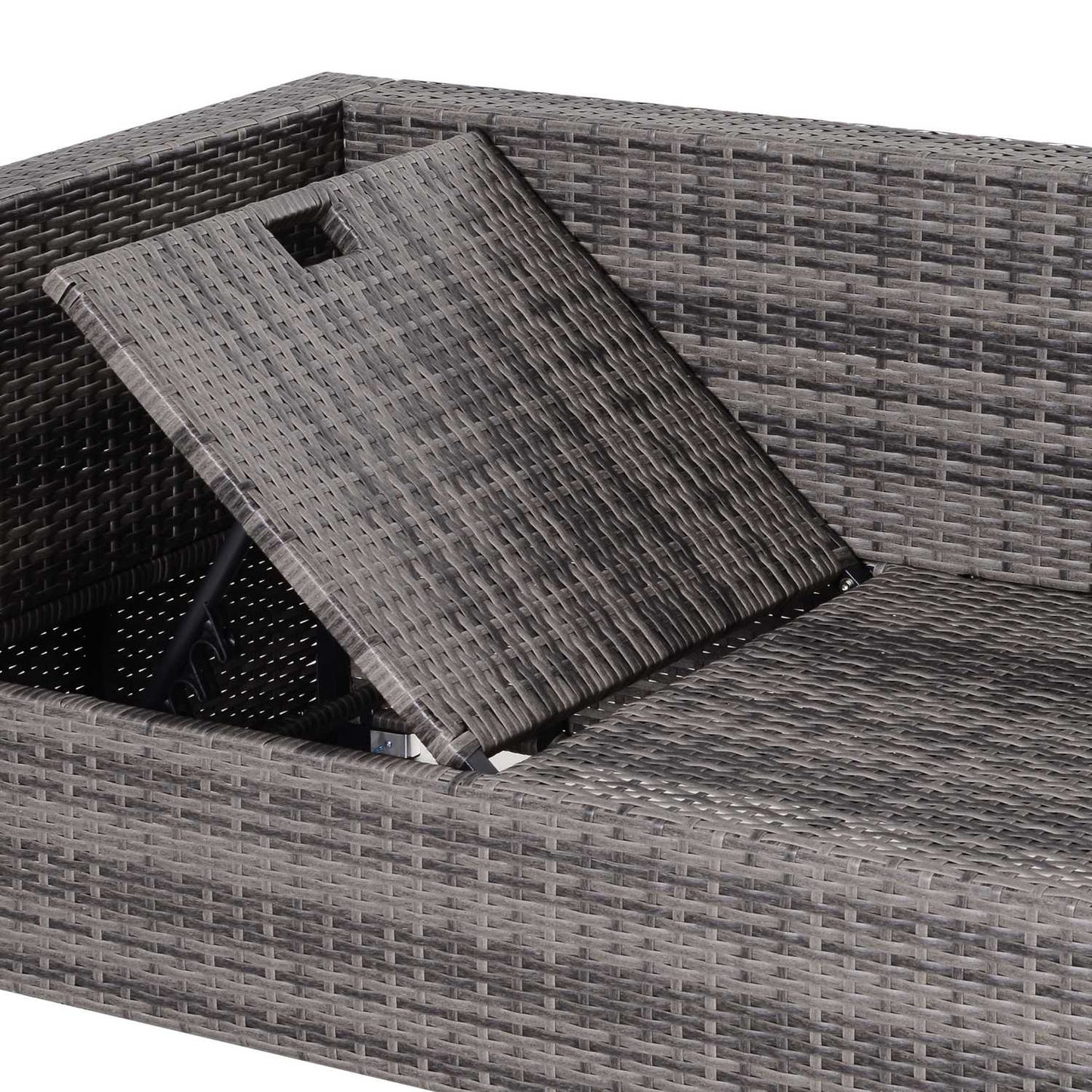 3-piece gray rattan sofa set with side table and storage