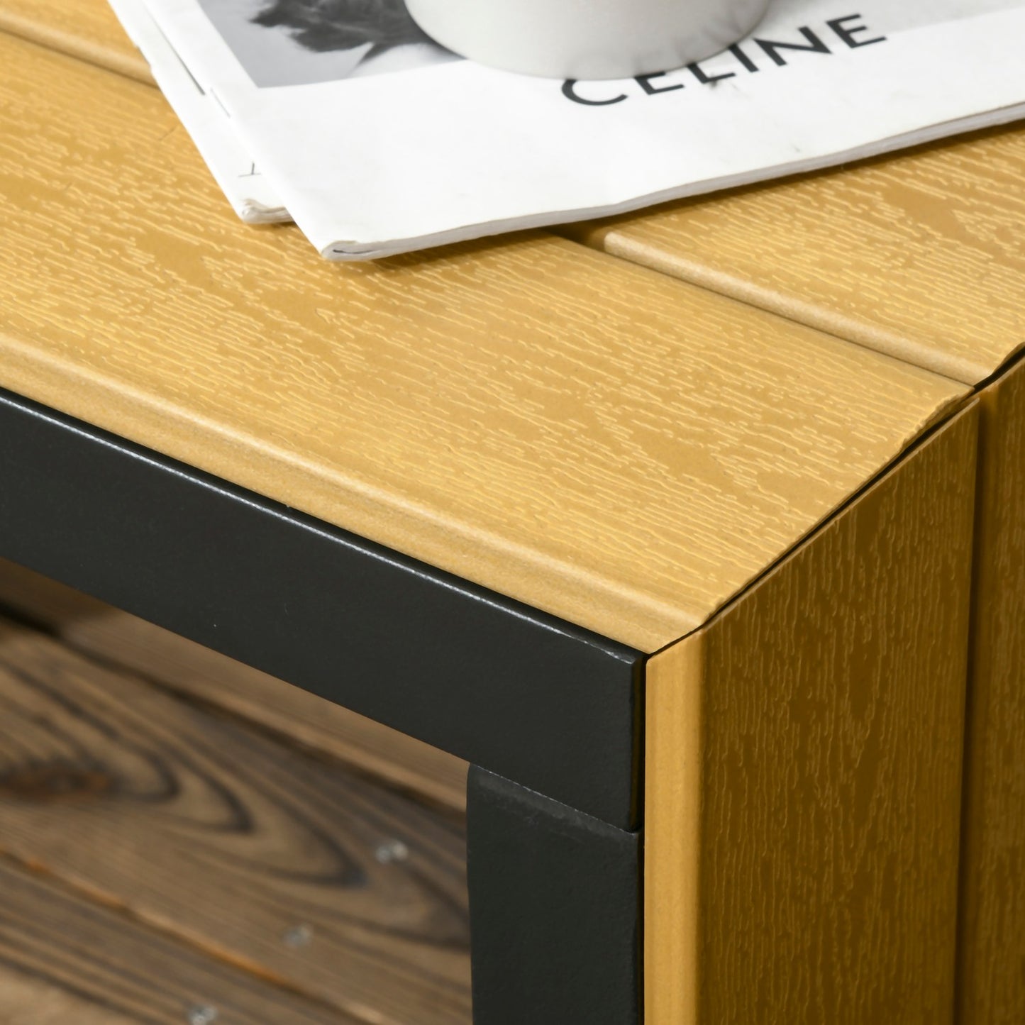 Garden furniture set for 3, aluminum & wood look, dark grey