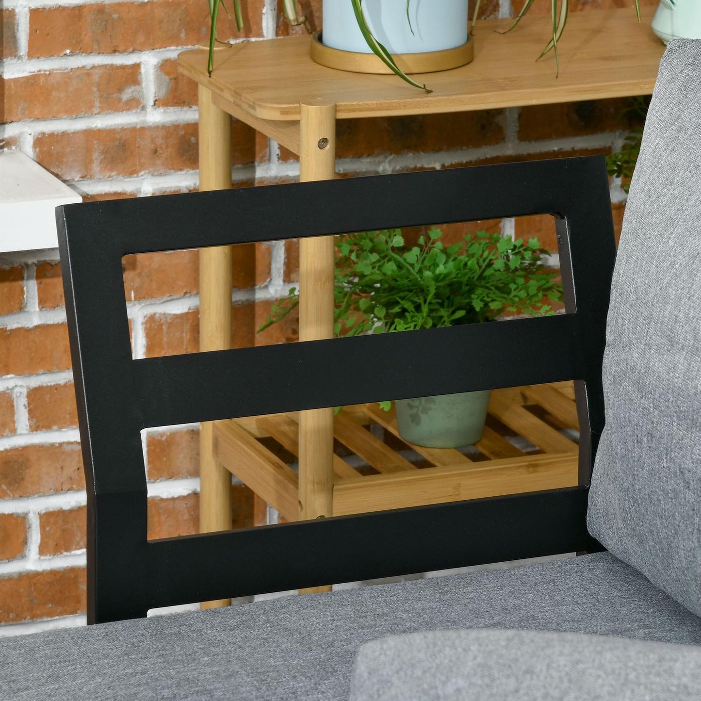 Garden furniture set for 3, aluminum & wood look, dark grey