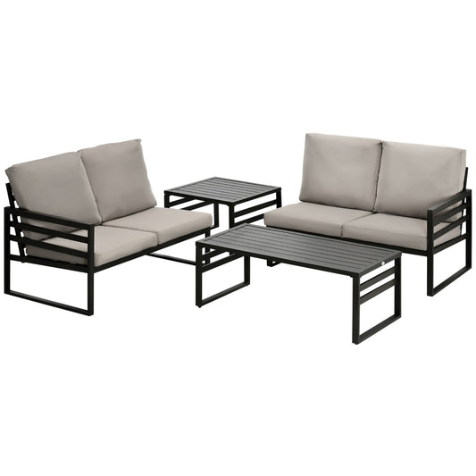 Outdoor furniture set, 4-seater sofas, weatherproof, light grey