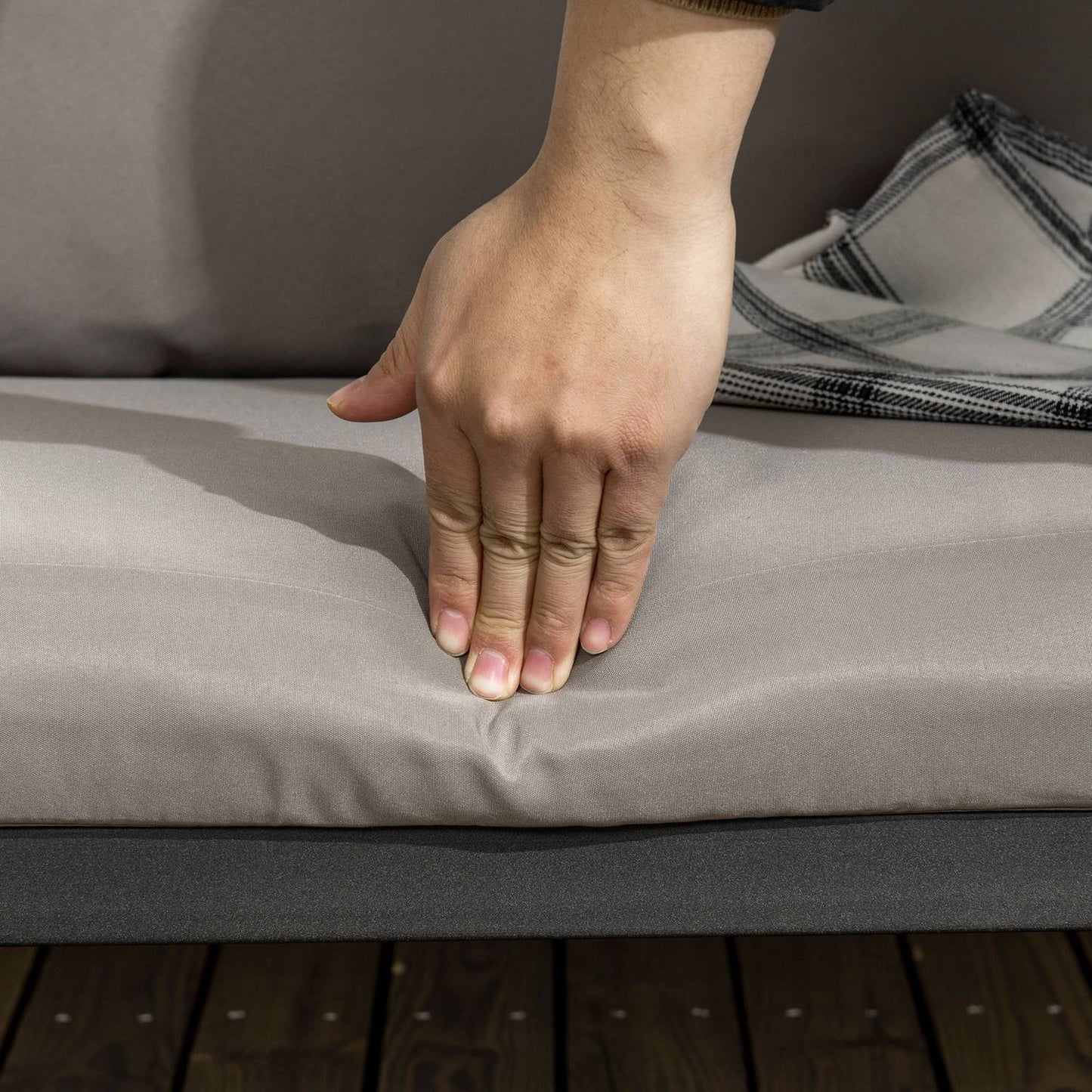 Outdoor furniture set, 4-seater sofas, weatherproof, light grey