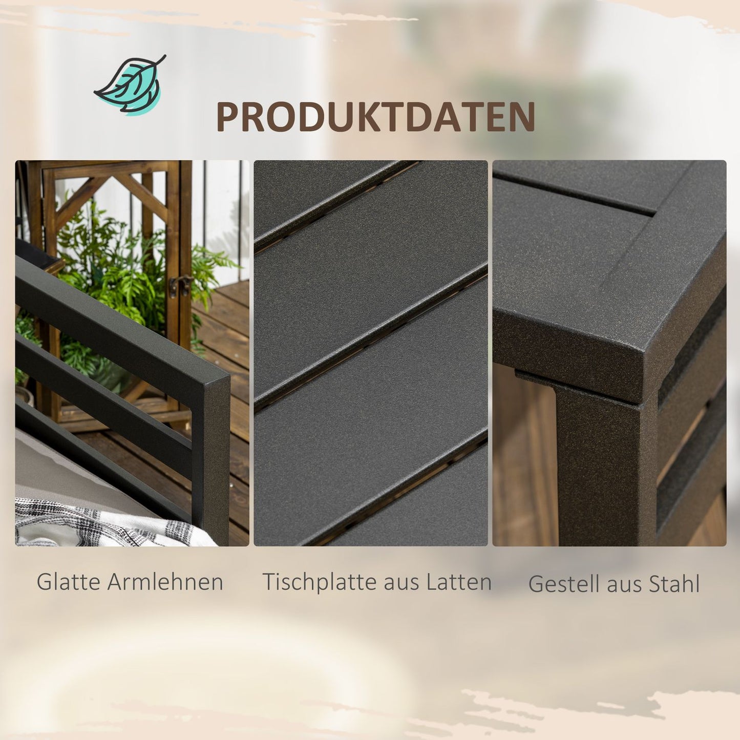 Outdoor furniture set, 4-seater sofas, weatherproof, light grey