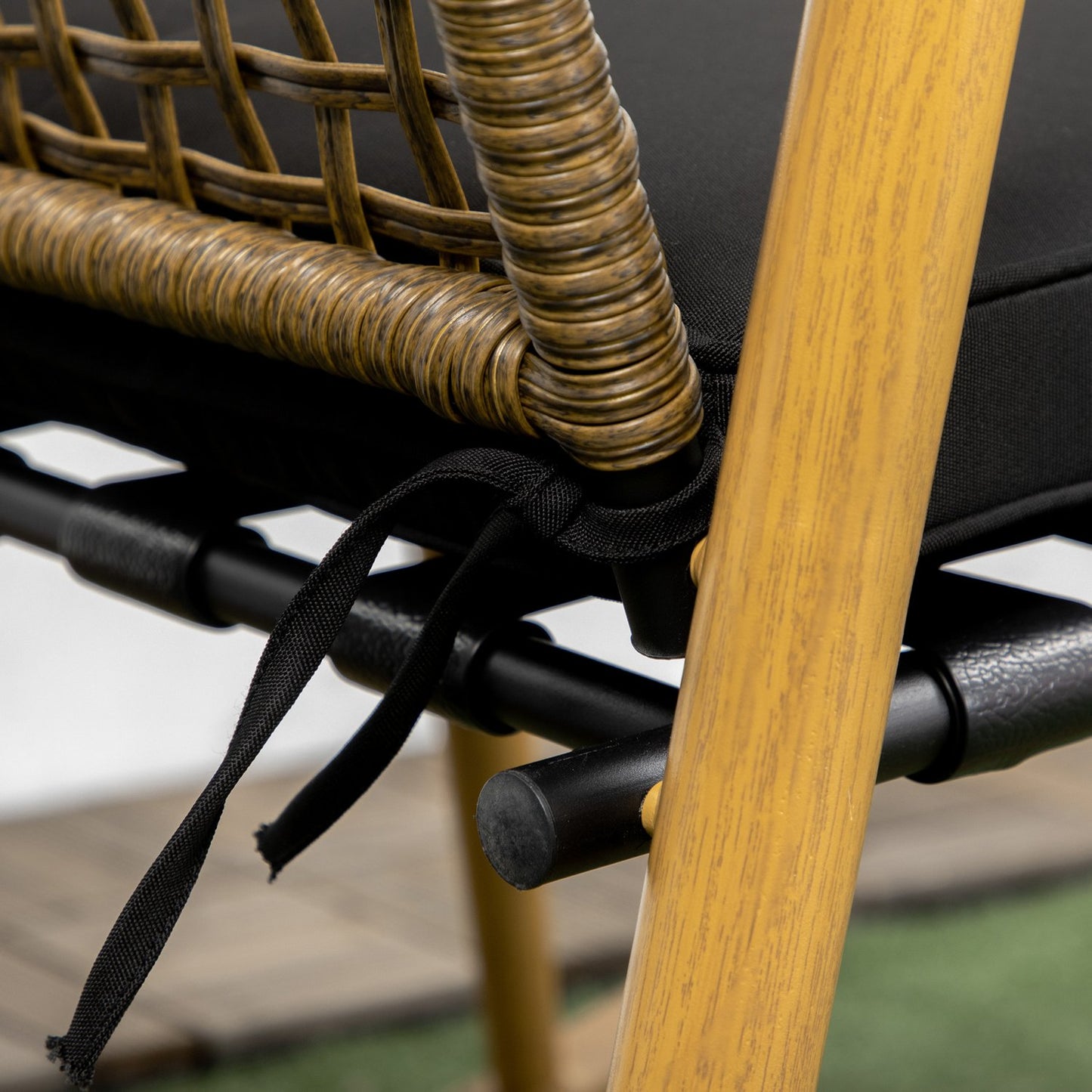 Garden furniture set, 2 rocking chairs & table, poly rattan