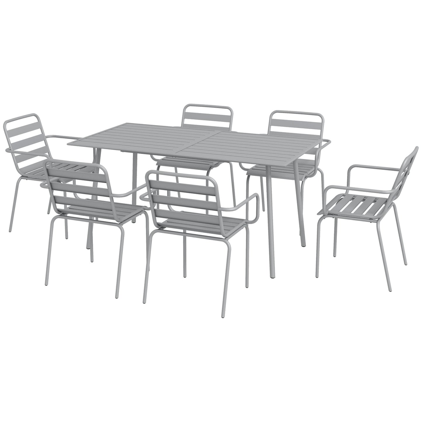 Garden furniture set - Steel dining table and 6 stackable chairs