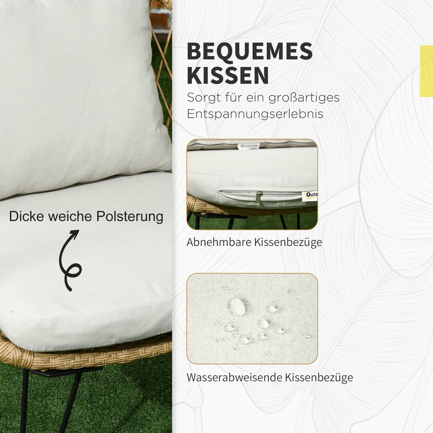 Outdoor furniture set with cushions - 4-piece lounge set