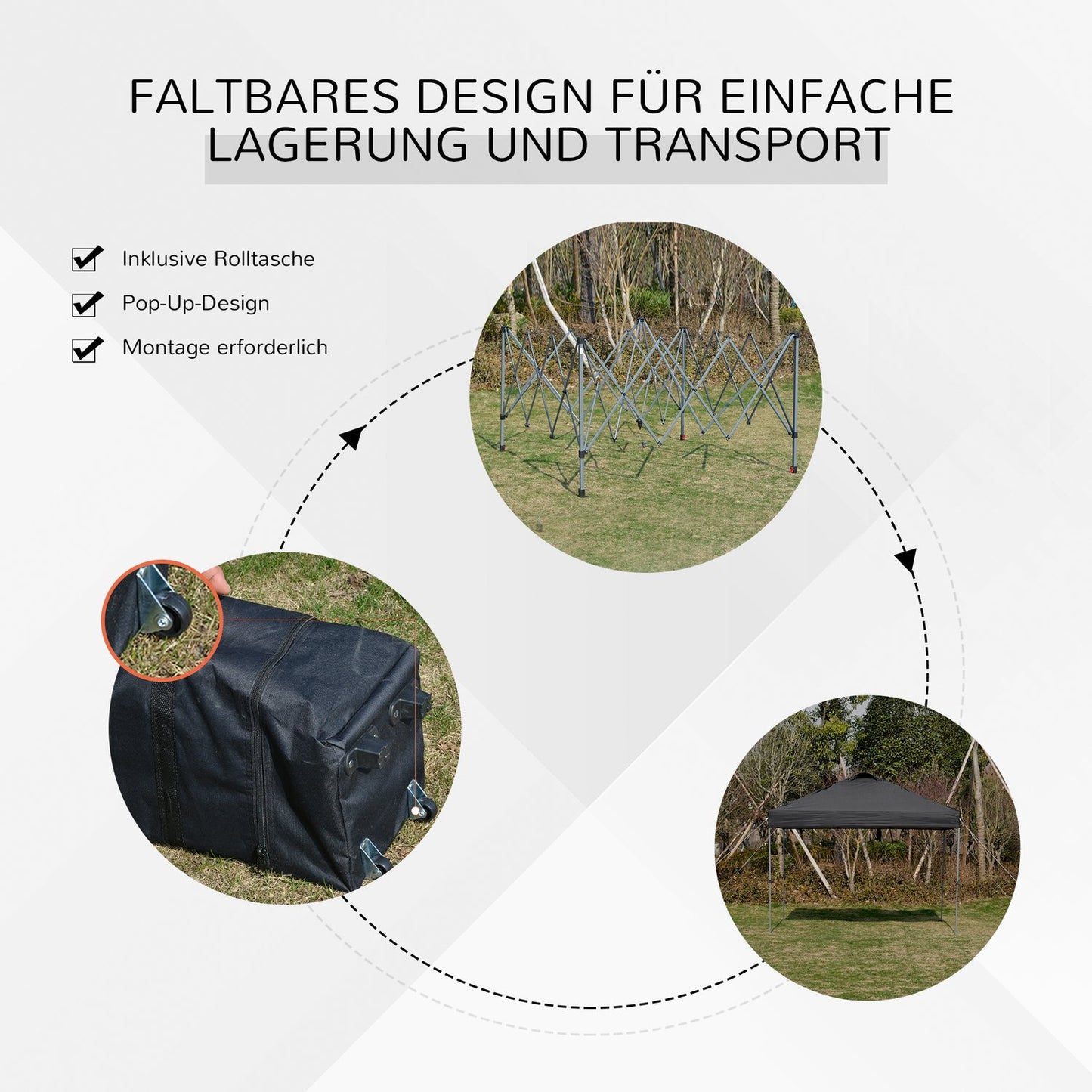 Pop-Up Garden Gazebo, 3x3m, UV protection, Black