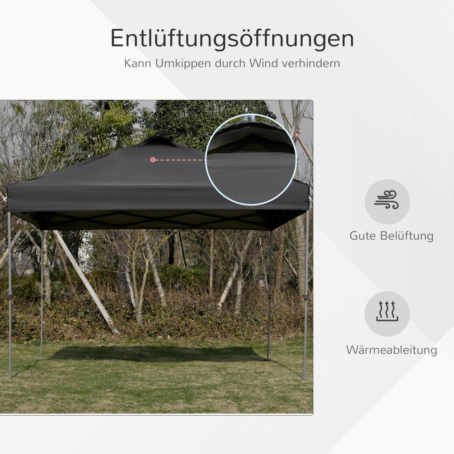 Pop-Up Garden Gazebo, 3x3m, UV protection, Black