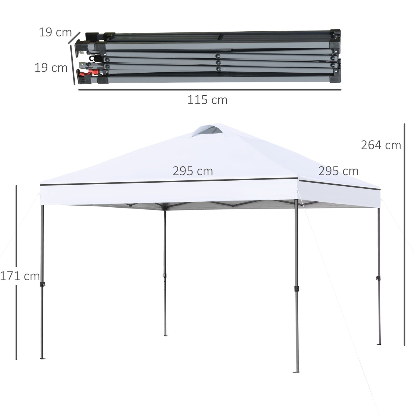 Pop-Up White Garden Gazebo 2.95m UV protection
