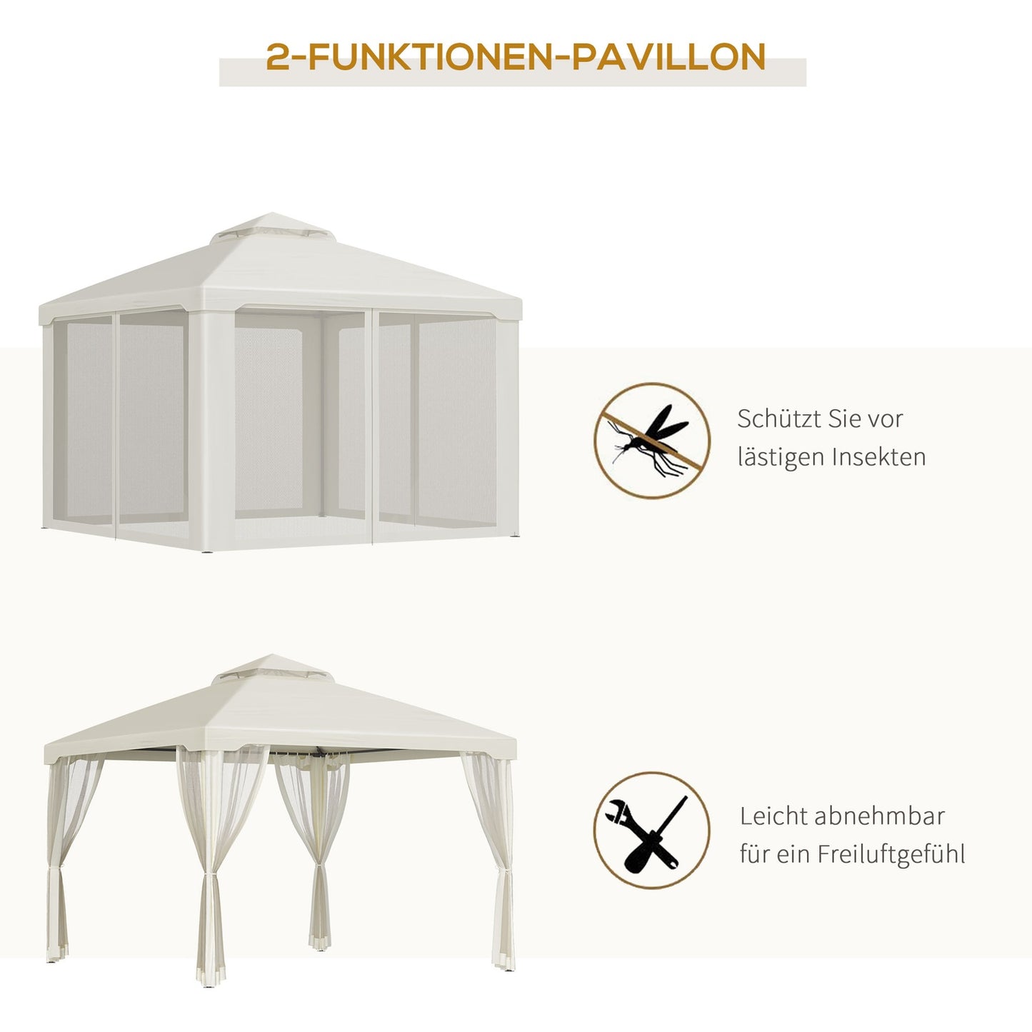 Garden Gazebo 3x3m, weatherproof with side walls