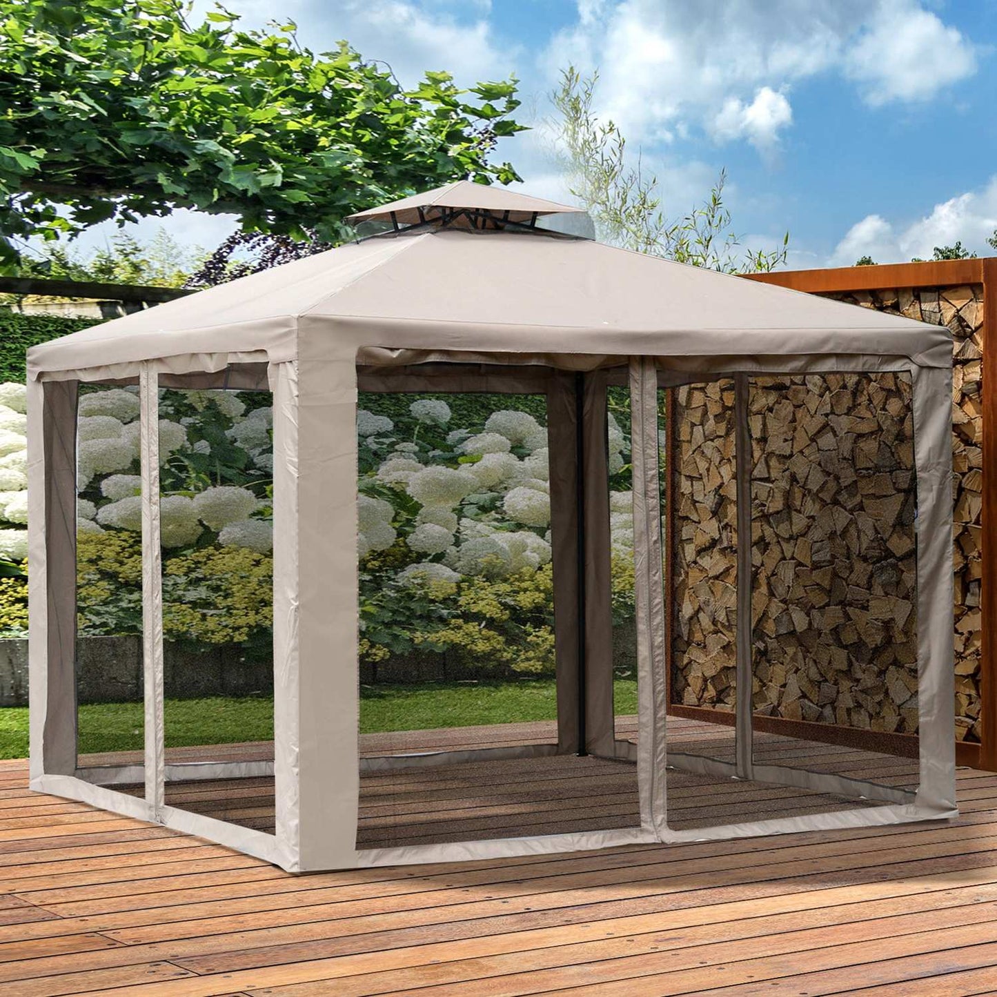 Garden pavilion 3x3m, weatherproof gazebo tent, grey