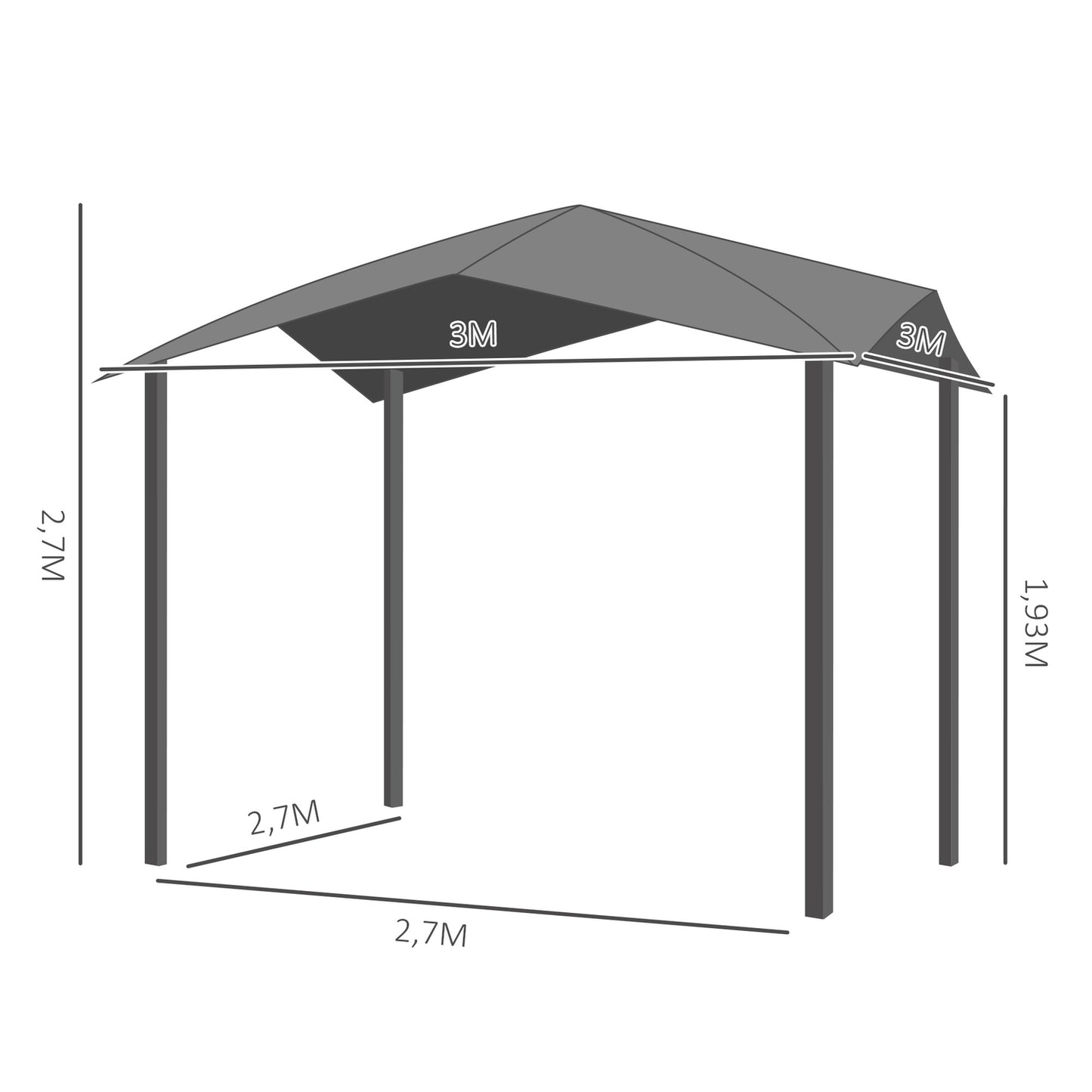 Garden Gazebo 3x3M, Sun protection, Metal/Polyester
